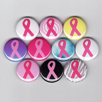 Pink Ribbon Button Set Breast Cancer Awareness Pin Badge Survivor Fundraiser New
