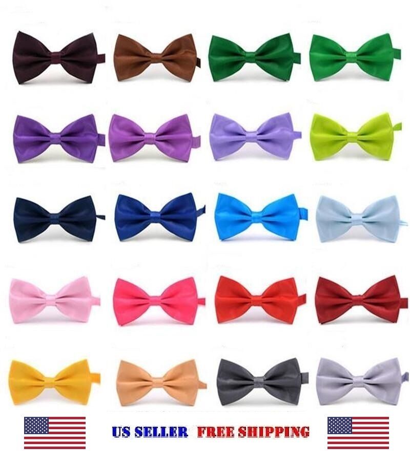 Bow Tie Mens Adjustable Solid Color Wedding Tuxedo Necktie Us Seller Free Ship